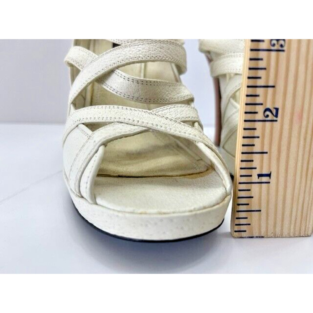 Vintage Louis Vuitton Ivory Cream Leather Strappy Platform Pumps Heels Sz 38.5 8 - Picture 8 of 16
